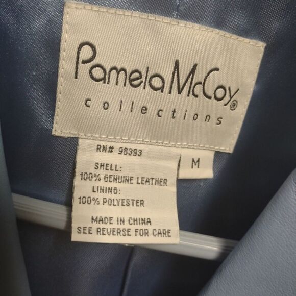 Pamela McCoy Blue Leather Jacket Size Medium Vintage - Picture 2 of 6
